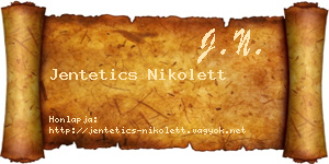 Jentetics Nikolett névjegykártya